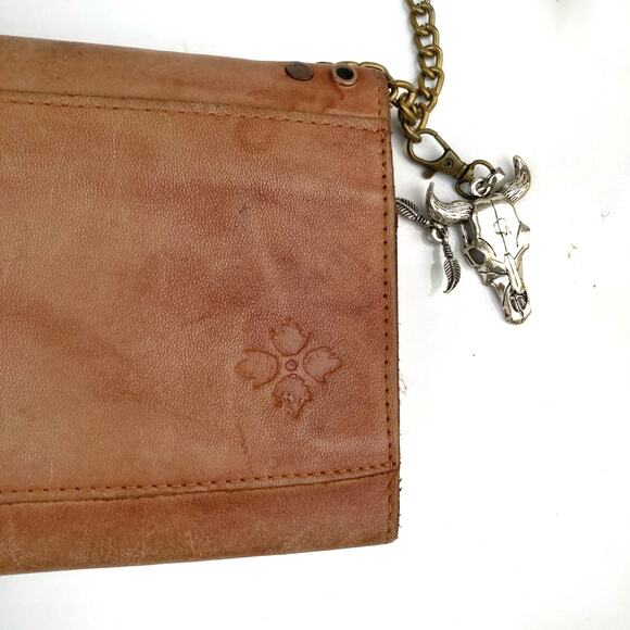 Reworked Patricia Nash Studded Italian Leather Bag w/ Brass Chain Strap & Charm - Picture 7 of 16